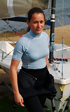 Lady dinghy sailor wearing Musto